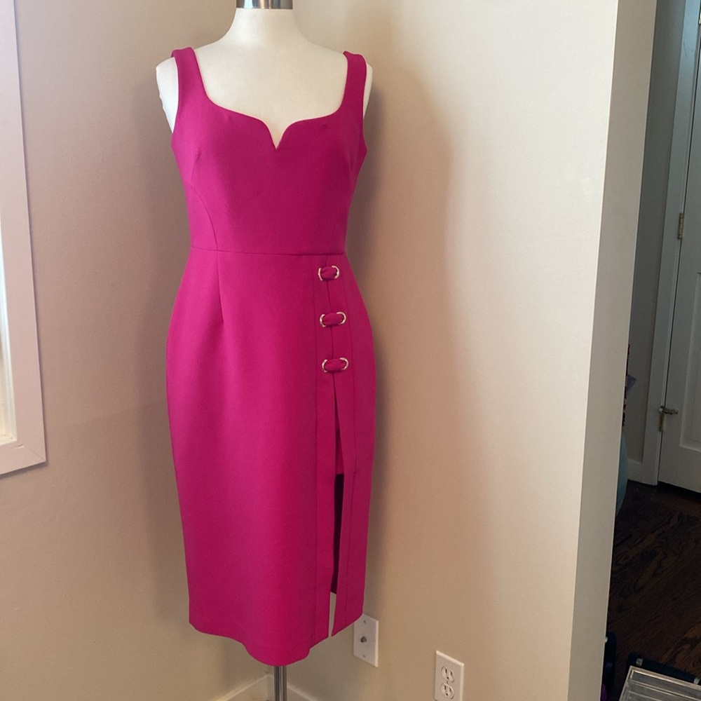 Rebecca Vallance fuchsia pink crepe dress